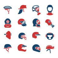 Set color icons of helmets and masks