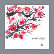 illustration with blooming sakura N2
