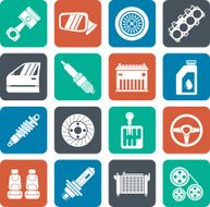 Silhouette Detailed car parts icons