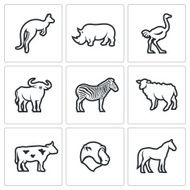 Animals of the Australian continent icons set Vector Illustration N3