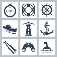 Vector sea icons set