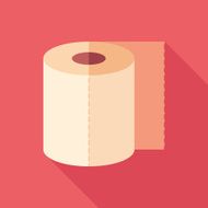 Toilet paper flat square icon with long shadows
