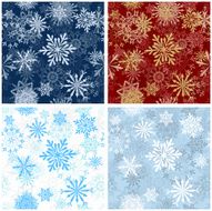 Set of Seamless Snowflake Patterns N2