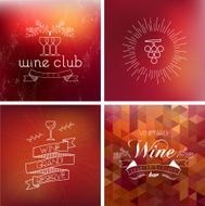 Wine bar vintage label background set