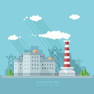 Ecology Concept - industry factory Flat style vector illustration N14