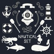 Hand Drawn nautical design elements and objects set N2