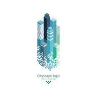 City logo 3D isometric vector illustration