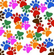 Colored pawprints frame on white background N2