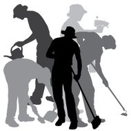 Vector silhouette of a gardener N112