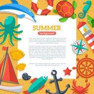 Summer Concept Flyer Template with Flat Marine icons N2