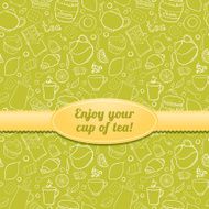Tea and sweets seamless pattern with label N2