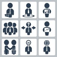 Vector isolated businessman icons set