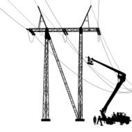 Electrician making repairs at a power pole N2