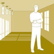 Man Standing Alone in an Empty Room
