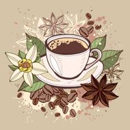 Cup of coffee and flowers N2