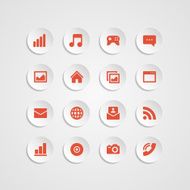 Web site vector icons set bend paper effect N29