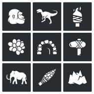 Stone Age and Dawn of the Dinosaurs icons Vector Illustration N2