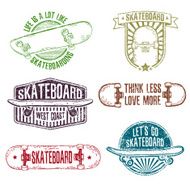 Set of vintage retro color logos with skateboard