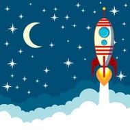 Rocket on the moon background vector illustration N3