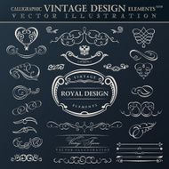 Calligraphic elements vintage ornament set Vector frames orname