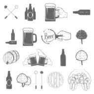 Set of Two-color Beer Craft Icons