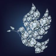 DPeace dove with olive branch made from diamonds