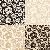 Set of four seamless beige and brown floral patterns Vector
