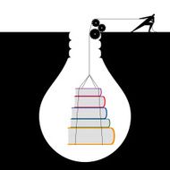 Bulbs and books concept