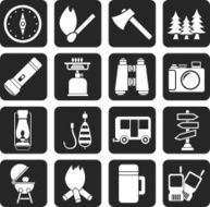 Silhouette Camping travel and Tourism icons N3