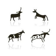 Rock paintings ethnic animals sketch for your design N5