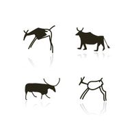 Rock paintings ethnic animals sketch for your design N6