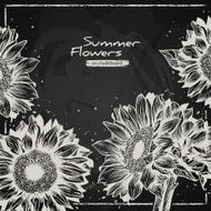 Stylish floral background hand drawn retro sunflowers