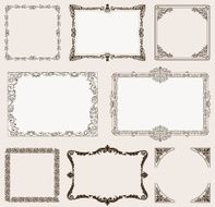 Vector set Ornate frames and vintage scroll elements