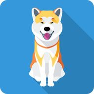 dog Akita Inu Japanese breed icon flat design N2