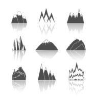 Mountains Pictograms Icons Set
