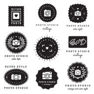 Photo studio logo badges vintage vector set Hipster design