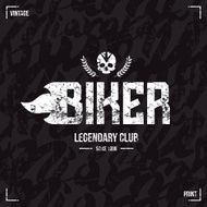 Biker club emblem and seamless pattern