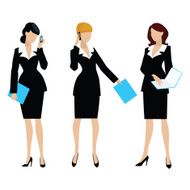 Set of three business womans with folder in hand
