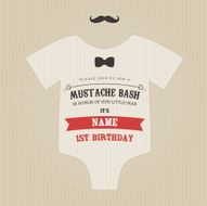 Funny vintage baby birthday mustache bash invitation N2