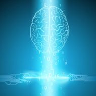 Digital brain on blue background N5