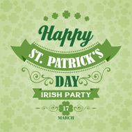 Happy Saint Patrick&#039;s Day Poster Typographic With Ornaments Ribbon N2