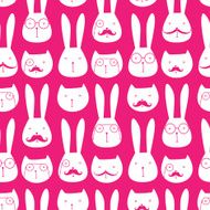 seamless pattern with cute rabbits and cats N2