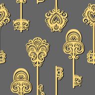 Seamless Ornate Pattern with Keys N7