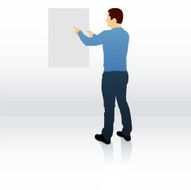 Male silhouette holding blank sign N18