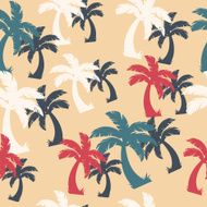 Palm trees seamless tropical pattern - vintage pastel colors