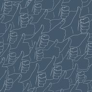 Thumbs up Drawn by hands seamless pattern Flat style N3