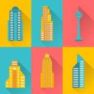 Cityscape icon set of buildings N2