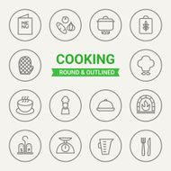 Set of round and outlined cooking icons N2