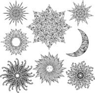 Set icons sun stars and moon