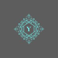 Monogram design elements for logos Trendy floral frames set N4